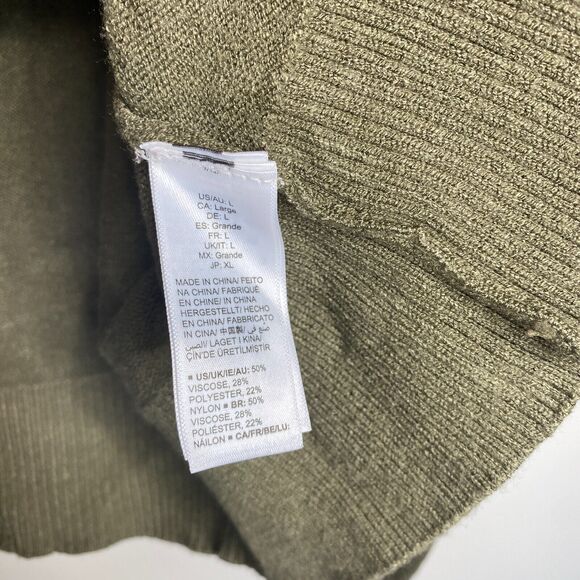 Amazon The Drop Womens Turtleneck Sweater Large Green Cropped Thumbholes Winter - Picture 6 of 8